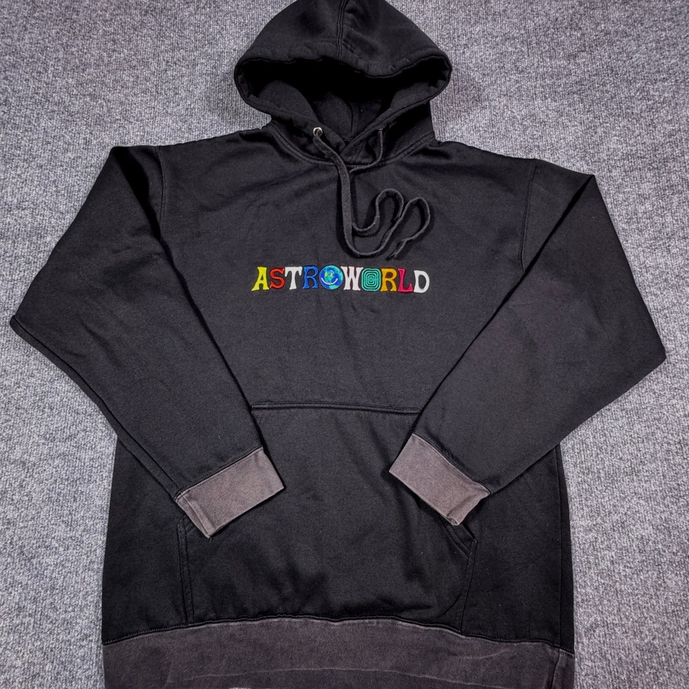 Travis Scott Astroworld Wish You Were Here Hoodie Black‎ Embroidered Logo Large